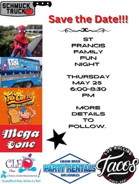 #FamilyFunNight is May 25th, just a few short weeks away. Please purchase your early bird wrist bands before this Friday before prices go up! So far, we have over 100 families planning to attend <a href="/WellingtonCath/">Wellington Catholic DSB</a> . Looking forward to a great night!