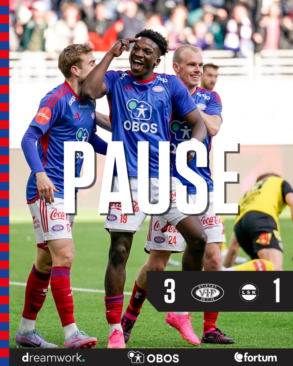 ValerengaOslo's tweet image. 45+3’ ⏰ PAUSE! 
Håkans, Bjørdal og Jatta sørger for at det står 3-1 halvveis 👊🏼