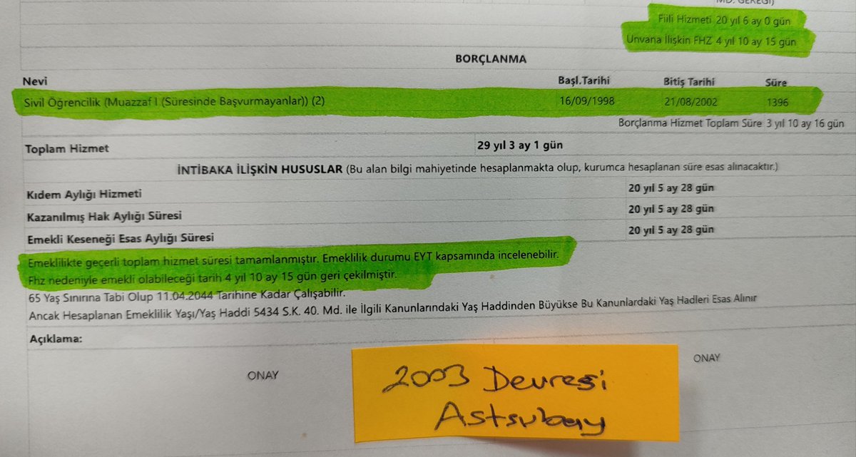 necaticim's tweet photo. @HaberturkTV @ersoyakif1 @mehmetucum 2003 girişli  Astsubay 97-99 sivil Okul Borçlanmasi yaparak EYT li (emekli) olmuştur Ancak 2000 girişli Astsubay 97-99 S. Okul Borçlanması yaptı ve suan 13 YIL daha çalış Deniyor. 2000-2002 arası Astsubaylar Bu hata duzeltilerek mevcut EYT Hakkın iadesini bekliyor. mağduruz. https://t.co/Yf2Su75Rg2