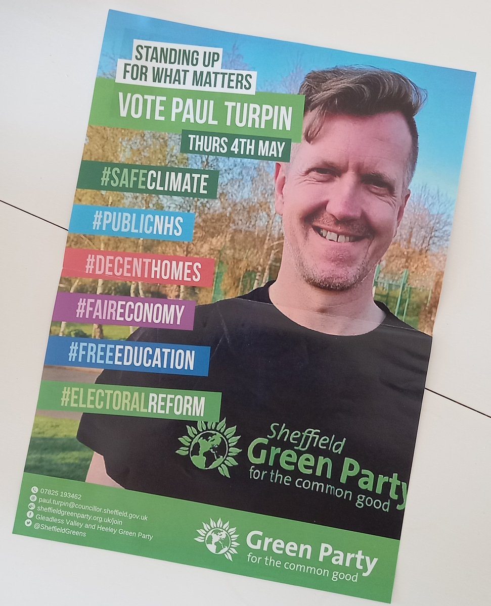 “A vote for a Green is a vote for someone in your community”.

That's what you get with <a href="/PaulTurnips/">Paul Turpin 💚♻️</a> in #GleadlessValley. A Councillor who lives locally and stands up for what matters 💚

#VoteGreen #MayThe4thBeWithYou