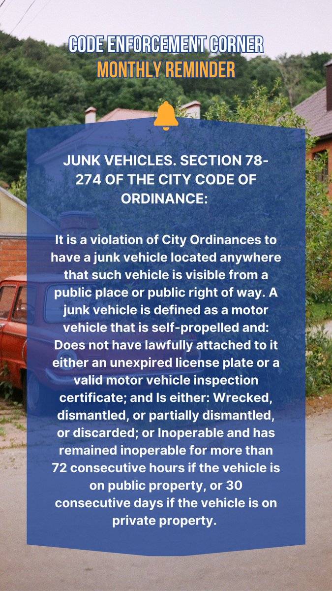 BalchSpringsTX's tweet image. #CodeEnforcement #Reminder #TipoftheMonth
#CumplimientodeCodigos #Recordatorio #Consejos #BalchSpringsTx