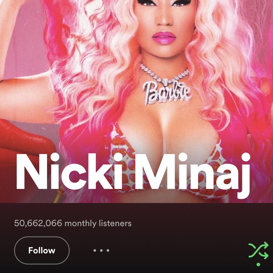 HipHopAllDay's tweet image. Nicki Minaj has now surpassed 50.6m monthly listeners on Spotify for the FIRST time in her career 👀👑

15 years in the game and STILL reaching new peaks. No one is doing it like the queen.