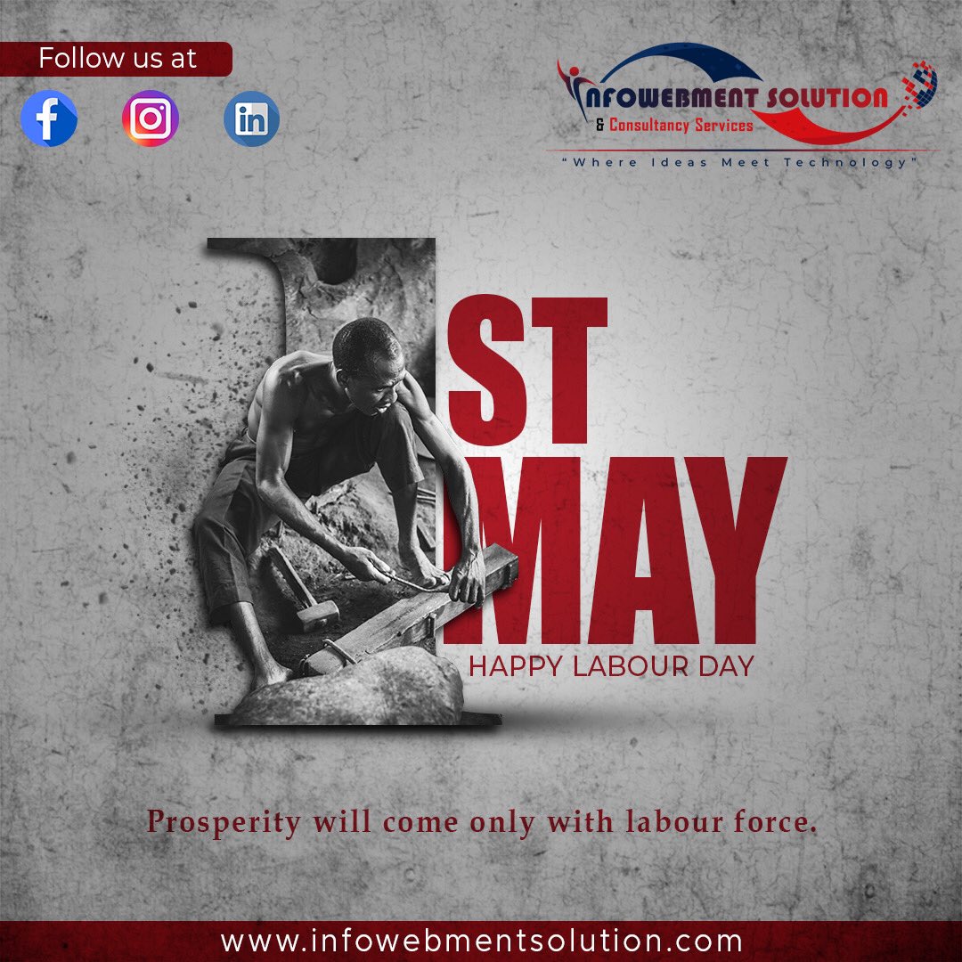 InfowebmentS's tweet photo. Let us honor the struggles and achievements of workers who have fought for better working conditions, fair wages, and social justice. On this occasion of Labour Day, heartiest congratulations to all our laborers who are pillars of India's 🇮🇳 continuous development and innovation. https://t.co/DQ1r03WmXy