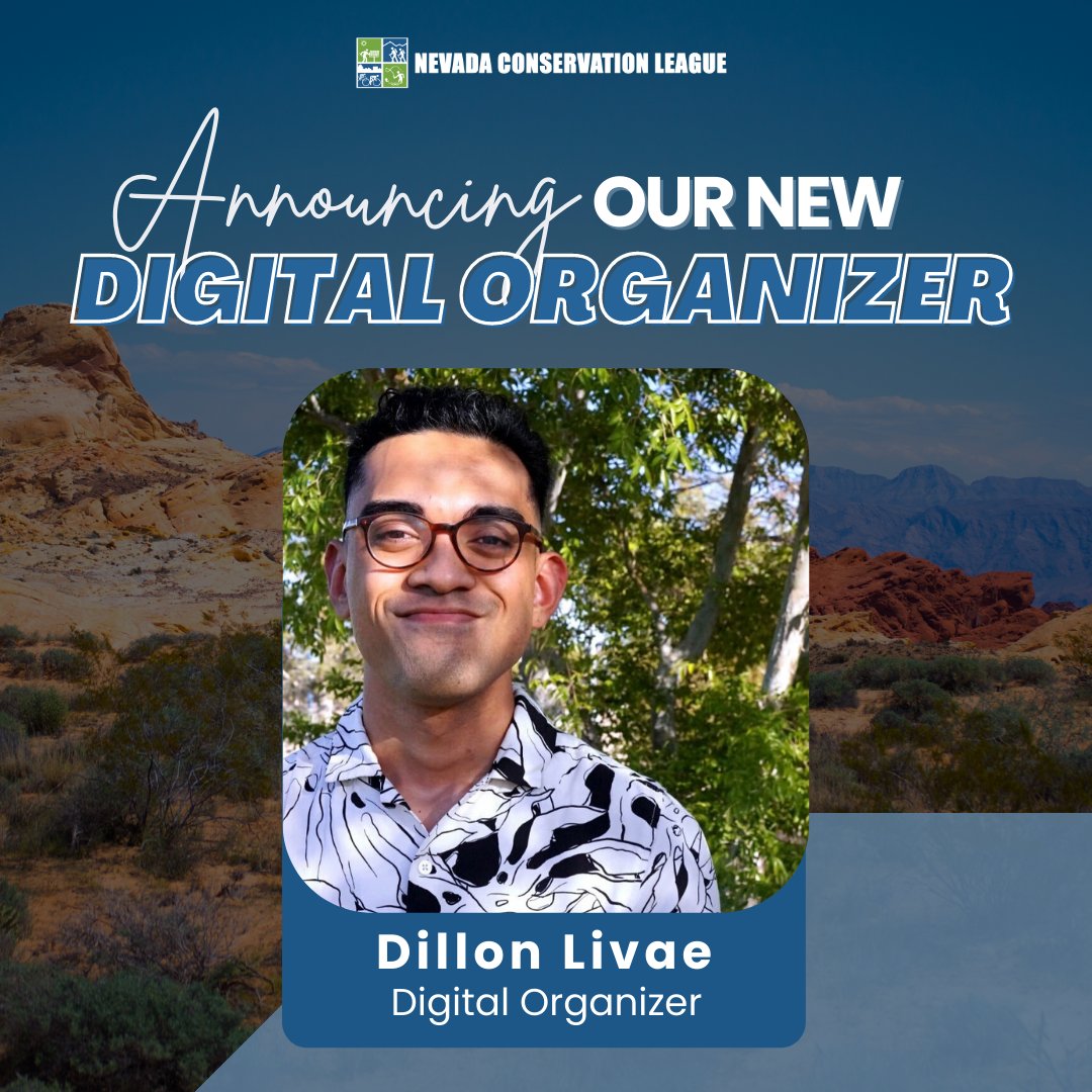 We need all hands on deck to ensure crucial conservation legislation is passed this #NVLeg! That’s why we’re thrilled to announce <a href="/DillonLivae/">Dillon</a> as our new Digital Organizer!

Get connected &amp; join the fight for NV’s climate future⬇️
secure.everyaction.com/kz2uOAt63EG0PR…