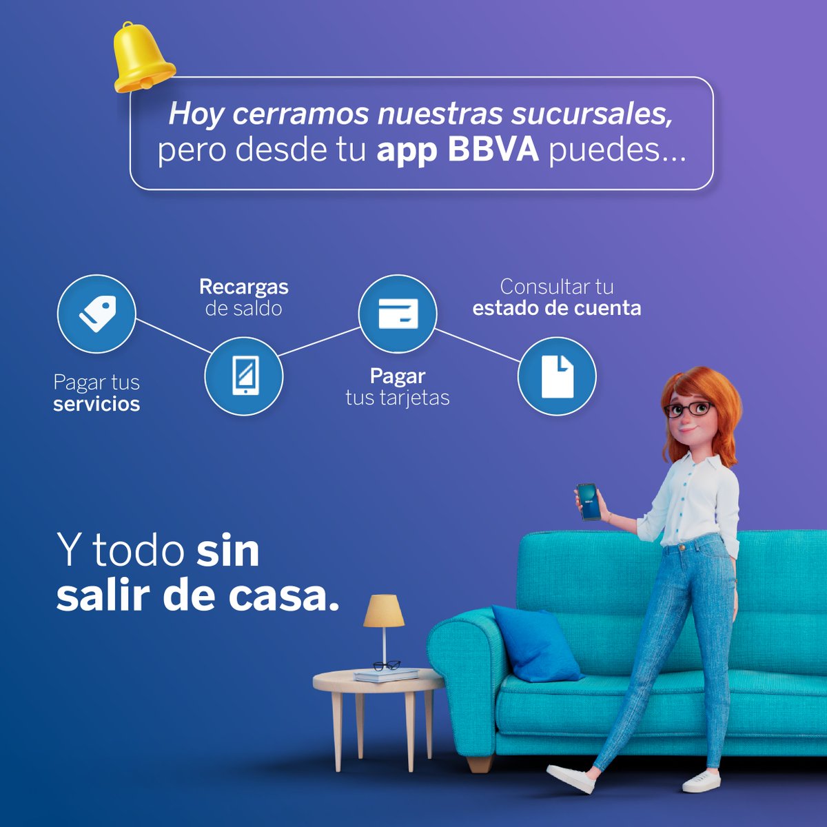 BBVA_Mex's tweet photo. No olvides que hoy para conmemorar el #DíaDelTrabajo, 👩‍🏭👷‍♂️ cerramos todas nuestras sucursales. 🏦 Usa tu #appBBVA para hacer movimientos en tus cuentas sin salir de casa. https://t.co/kgIMlZREc0 https://t.co/I2i8mZCrIP
