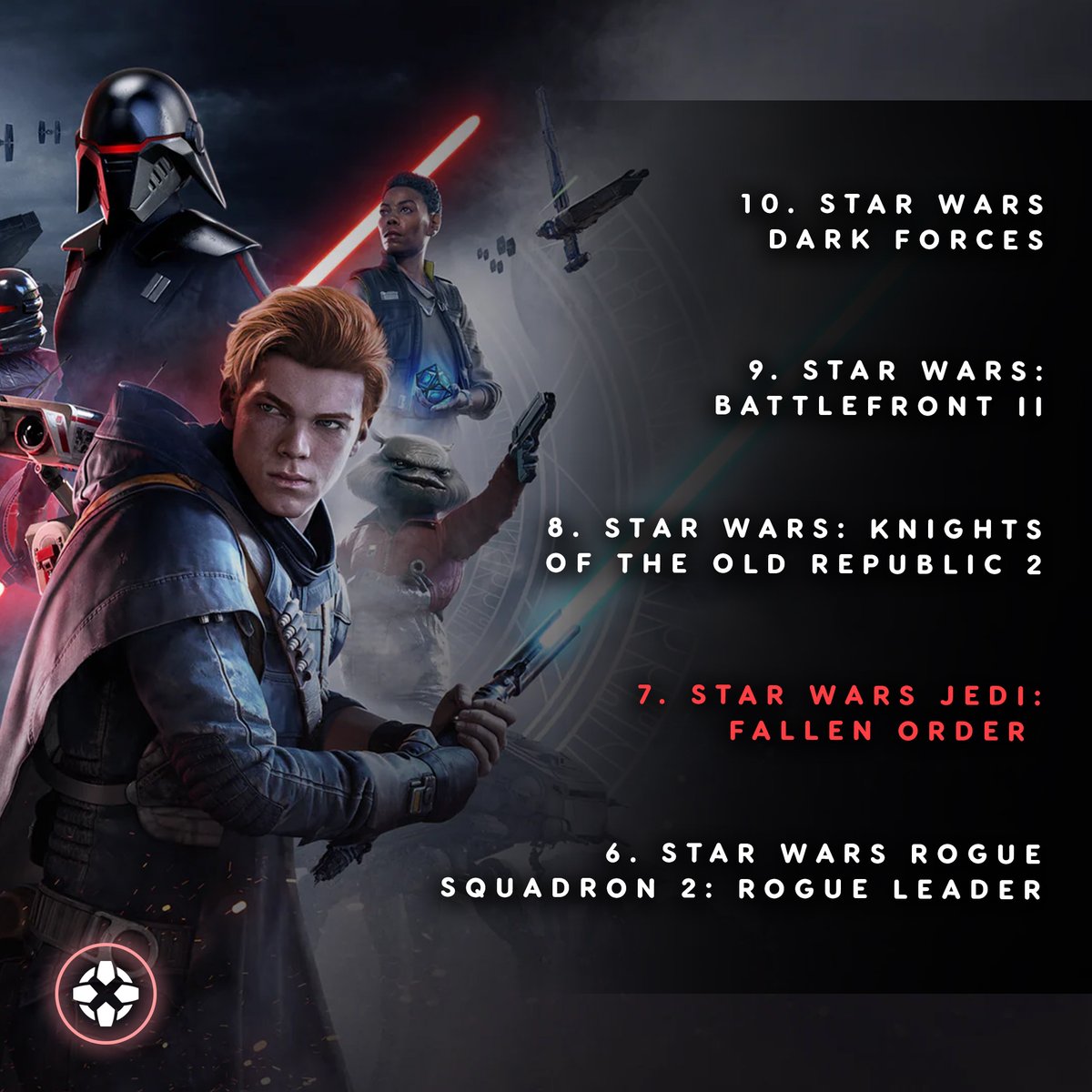 IGN's tweet photo. Here's what we consider to be the 10 best Star Wars games of all time now that Star Wars: Jedi Survivor has arrived. https://t.co/ULEnhYPrMk https://t.co/i3Cl15ZOOB