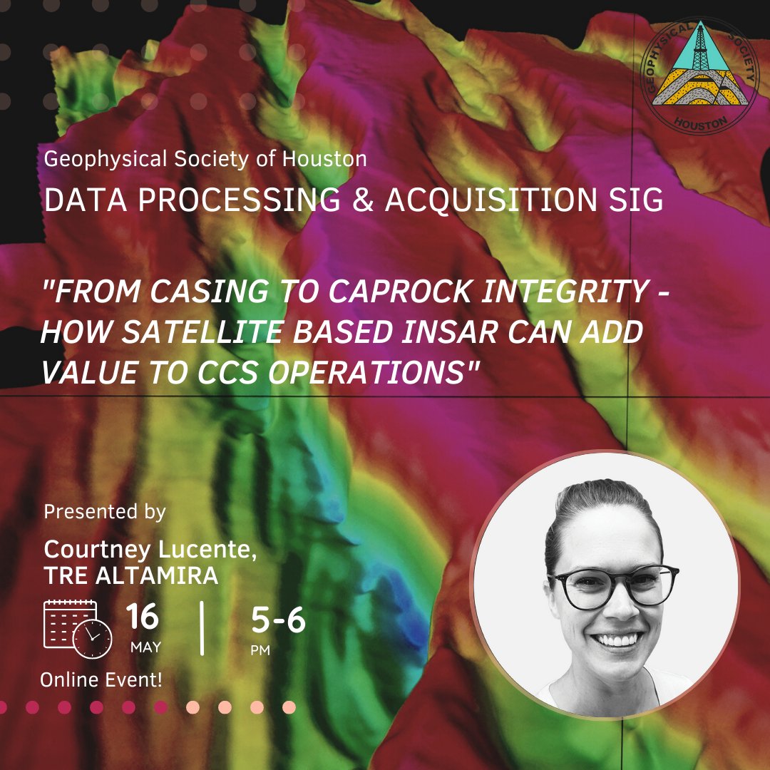 Our next DP&amp;A SIG meeting will take place on May 16th, and the speaker will be Courtney Lucente with Tre Altamira. Registration and details through the link below!

buff.ly/40LDaP1 

#gsh #geophysics #geosciences