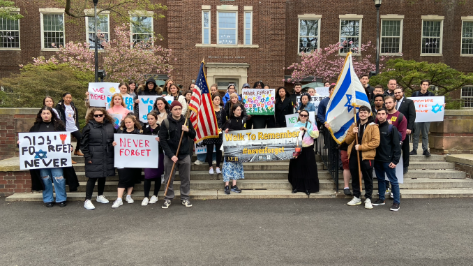 thebcvanguard's tweet photo. On April 18th, Brooklyn College students marched near Bedford Ave in honor of Holocaust Remembrance Day. The march was followed by a ceremony and lunch at Tanger Hillel. Allison Dubrow writes about the event here: https://t.co/gZk85vljYJ https://t.co/FvoGSPCZEp
