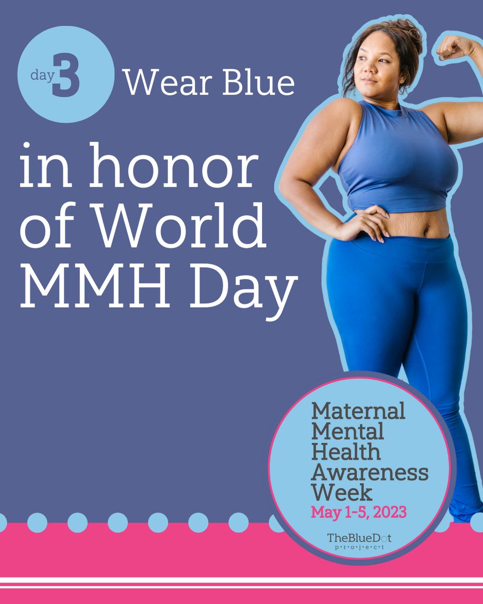 In honor of #worldMMHday , we are wearing blue. Join us to raise awareness of MMH disorders, proliferate the blue dot as the symbol of solidarity and support, and combat stigma and shame. #TodayWeWearBlue. Leave a 💙 to show your commitment to today's call to action. #MMHWeek2023