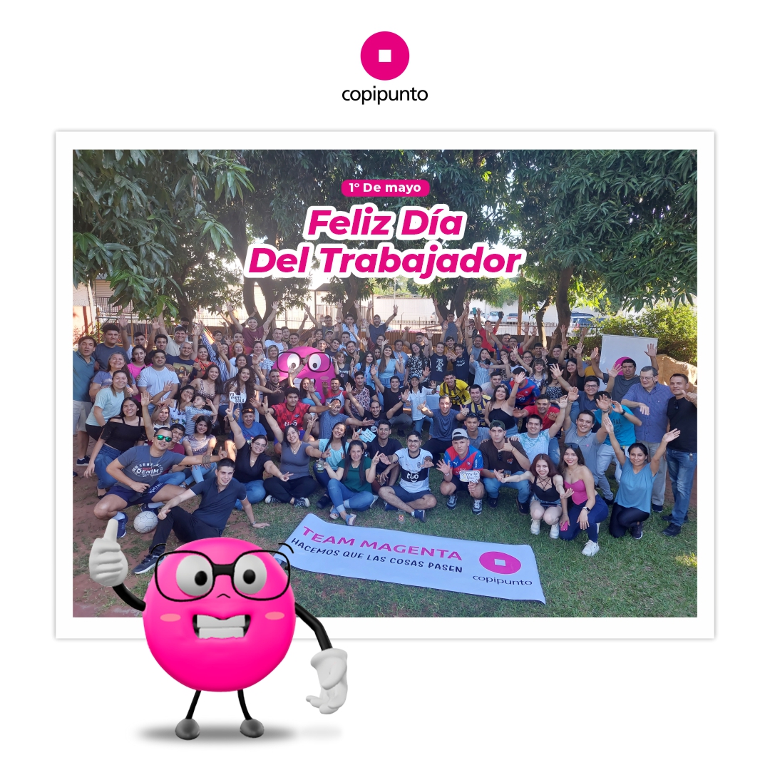 Hoy desde Copipunto te queremos desear un "Feliz Día del Trabajador" 😎💪😉 Todo es posible cuando un gran equipo de personas extraordinarias se unen 😊

"Juntos Imprimimos Un Mundo Mejor" 🌍🅱️