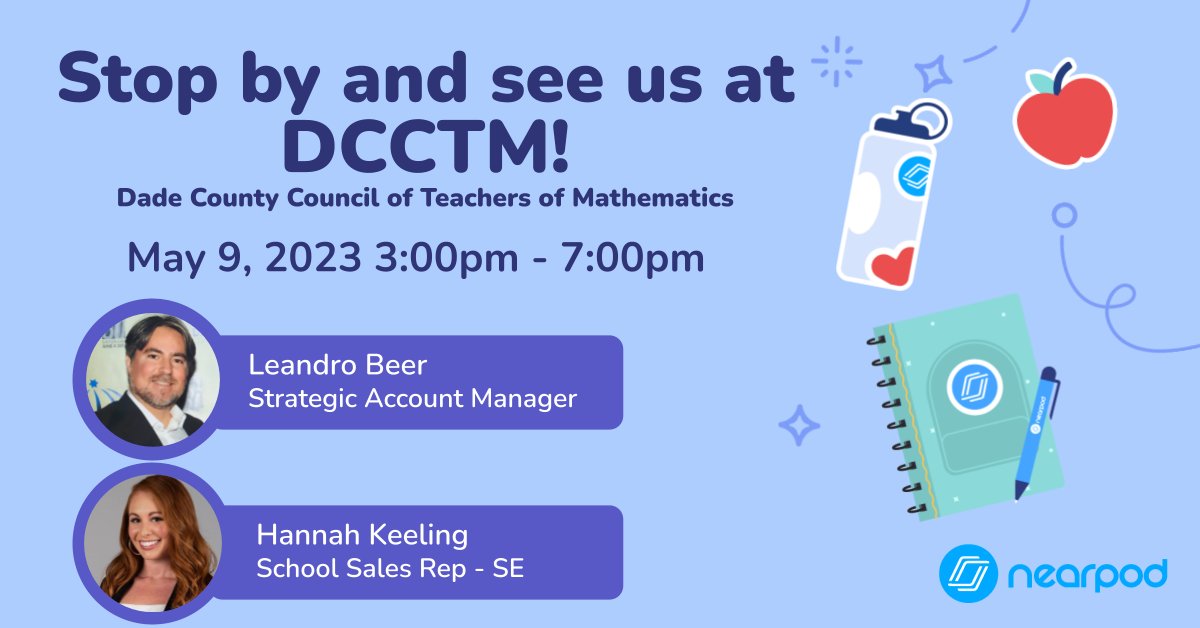 Hannah from Nearpod (@hannahnearpod) on Twitter photo Attention #MiamiDade Are you attending <a href="/DCCTM_MD/">DCCTM</a> 2023? ๐งฎ
@Nearpod & <a href="/Flocabulary/">Flocabulary</a> canโt wait to be together with you on May 9th! Stop by our booth for: ๐ท  Live demos!  ๐ท Updates on whatโs new with Nearpod Math!โจ email me at hannah.keeling<a href="/nearpod/">Nearpod</a>.com for more info! Attention #MiamiDade Are you attending <a href="/DCCTM_MD/">DCCTM</a> 2023? ๐งฎ
@Nearpod & <a href="/Flocabulary/">Flocabulary</a> canโt wait to be together with you on May 9th! Stop by our booth for: ๐ท  Live demos!  ๐ท Updates on whatโs new with Nearpod Math!โจ email me at hannah.keeling<a href="/nearpod/">Nearpod</a>.com for more info!