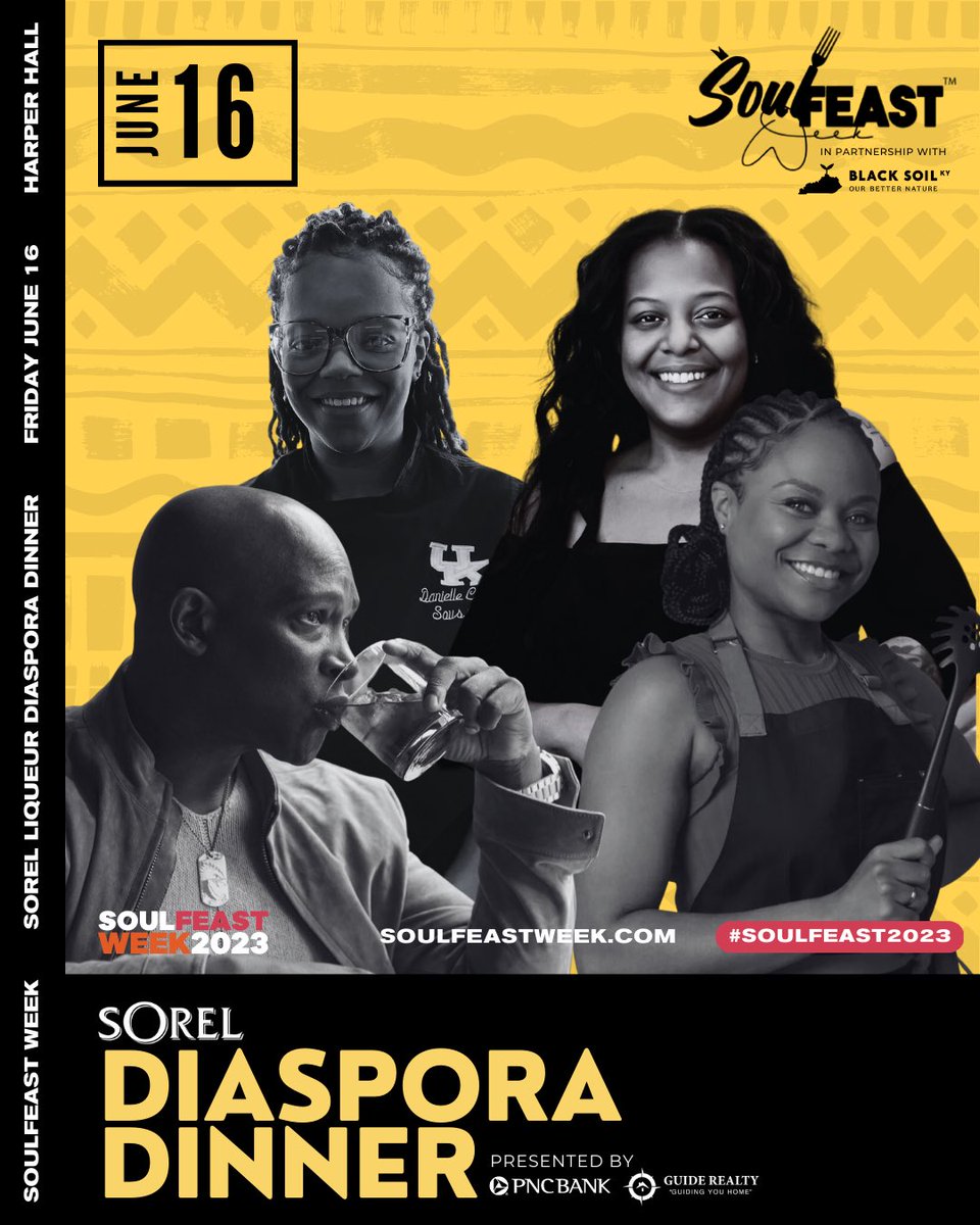 SoulFeastWeek's tweet photo. Savor the rich and diverse flavors of black culinary culture during SoulFeast Week with Proud to Pay.🍴🖤 For a limited time, all event tickets are pay what you want! Support local black-owned restaurants, farms, and chefs from June 16-25. 👨🏾‍🍳👨🏾‍🌾 
https://t.co/IvsCjT6cGm https://t.co/aKMeYCNlbg