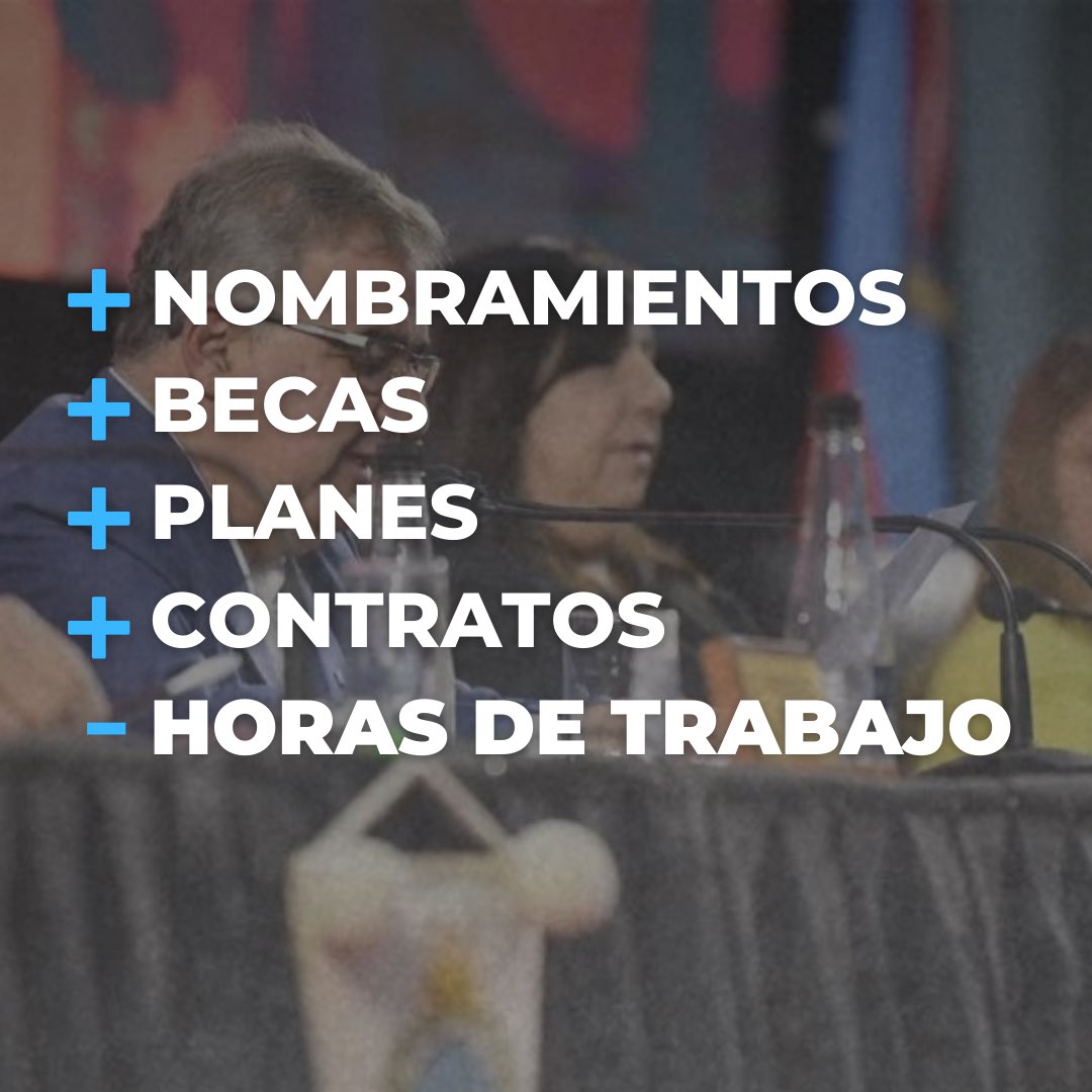 Un relato Kirchnerista más. 
+ Contratos 
+ Nombramientos
+ Becas 
- Horas de trabajo. 
No queremos más relato. Es hora de llevarle soluciones a los Catamarqueños.