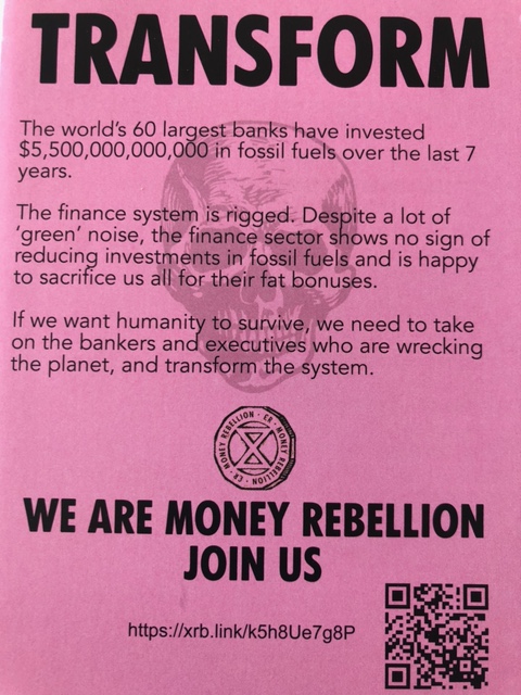 #Fossilbanks
#ClimateEmergency 
#ExtinctionRebellion 
#MoneyRebellion
#DefundClimateChaos
#BoycottFossilBanks