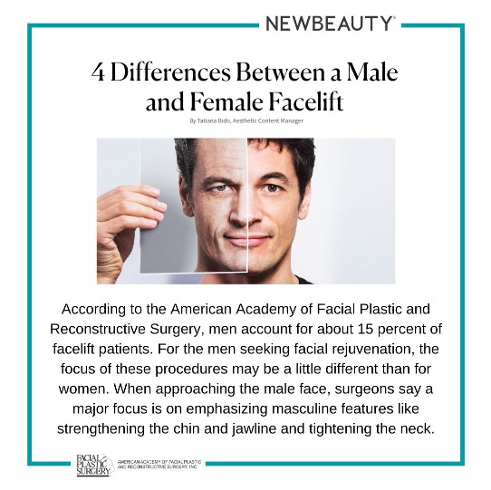 When it comes to #facelifts, men desire a stronger, more masculine lower face. Tap the link to read the full story on <a href="/NewBeauty/">NewBeauty Magazine</a> ow.ly/Q3ye50O618c #AAFPRS #facialplasticsurgeryformen #maleaesthetics #facelift #FPStrends