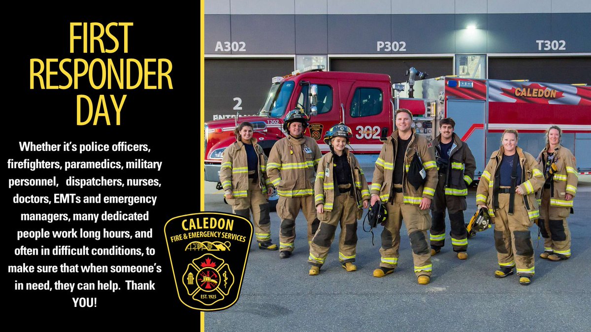 CaledonFireES's tweet photo. Today is #FirstRespondersDay.  Thank you to our community partners and fellow first responders.  We are not a team because we work together.  We are a team because we respect, trust, and care for each other. #ThankYOU https://t.co/2NCAhryVhD