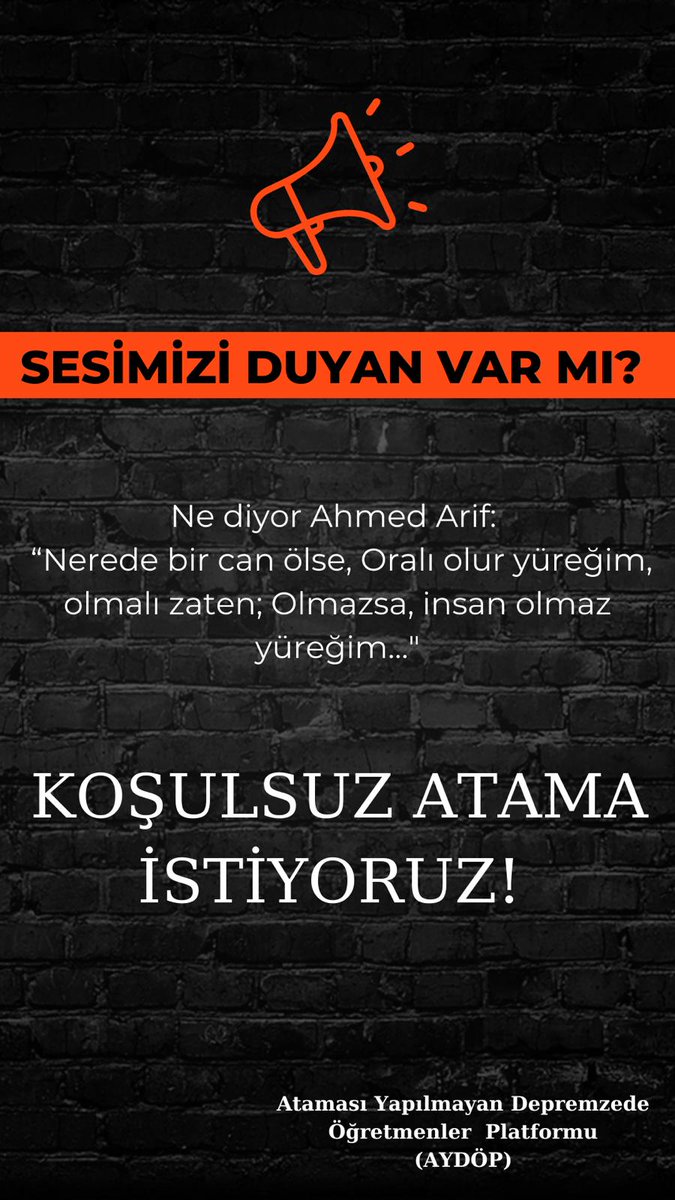 baharordek86's tweet photo. Sesimizi duyun artık...
#OhaldeDepremzedeÖğretmeneŞartsızKadro https://t.co/YeAuiLbToS