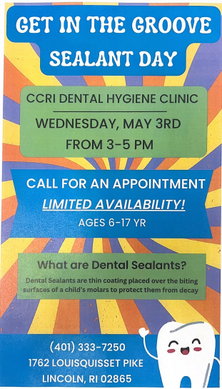 Hello Families,
Free sealants for you child. Call CCRI for an appointment.