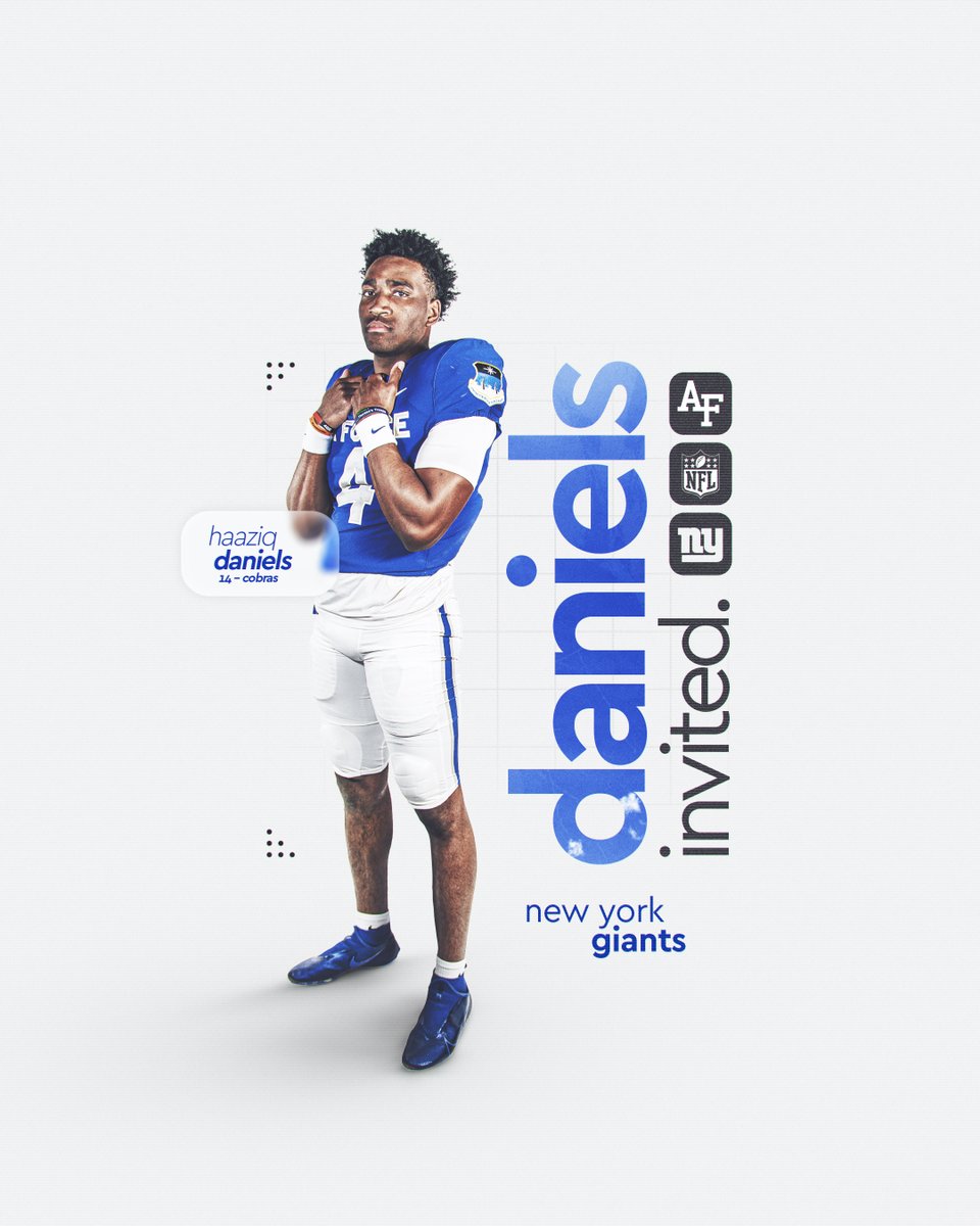 AF_Football's tweet image. 𝐈𝐧𝐯𝐢𝐭𝐞𝐝. 

Congrats to @ziiqq3 on being invited to the @Giants  mini camp! 

#FlyFightWin