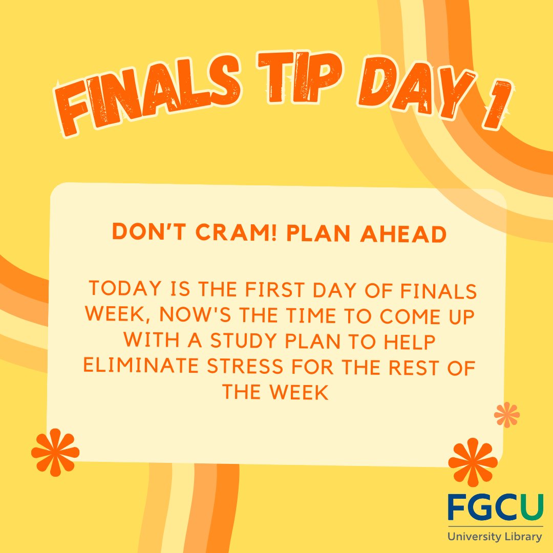 Stay tuned as we share tips to help your finals go smoothly this week!

#finals #fgcu #library #fgculibrary