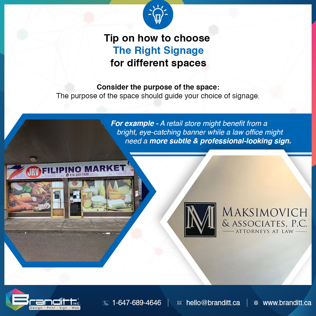 Unlock the Power of Perfect Signage🔥: Discover how to select the RIGHT sign for your unique space! From retail stores to law offices, let the purpose of your space guide your choice.

#CustomSignage #MaterialVariety #printservice #printsandpatterns #brandidentity