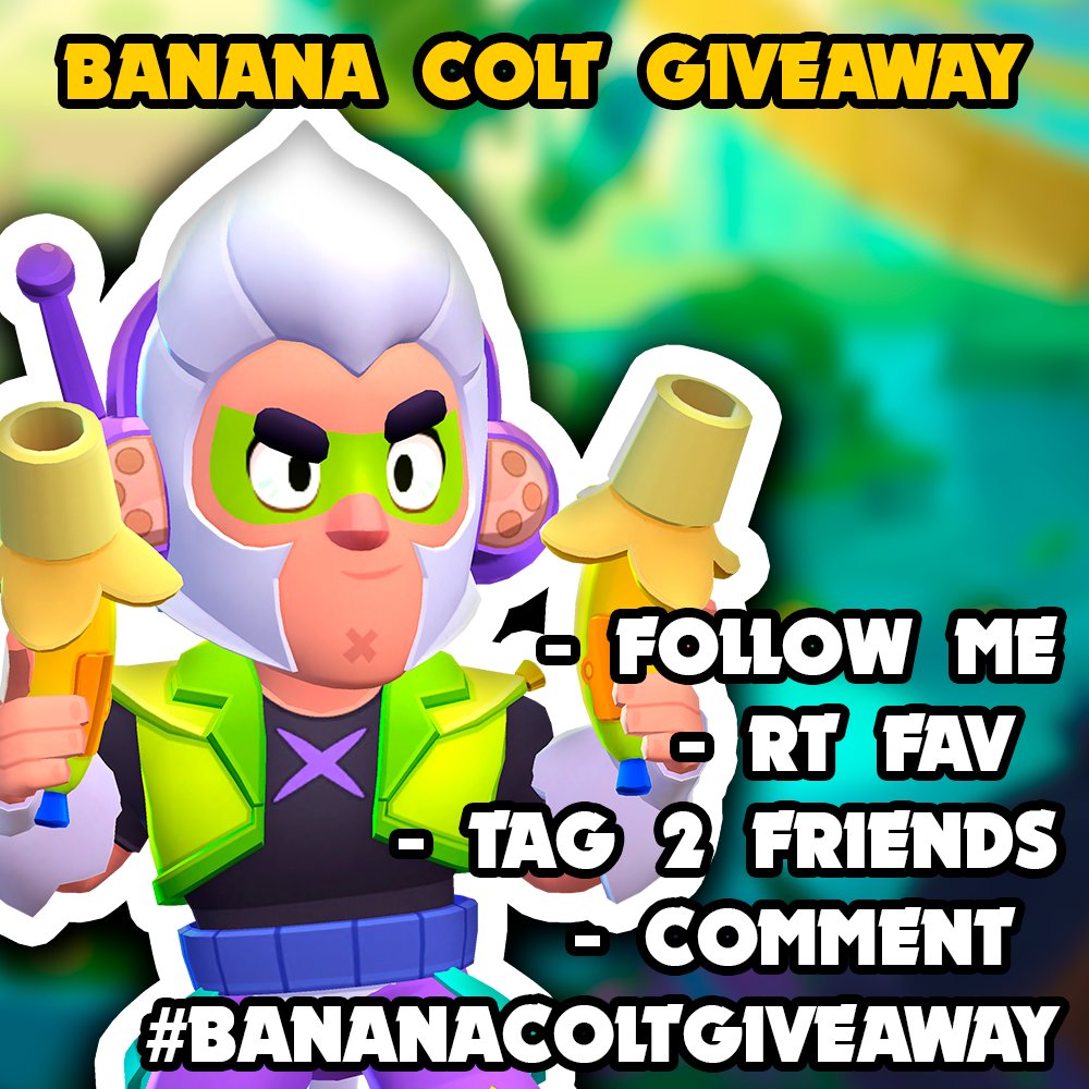 ¿QUIERES GANAR UNA SKIN DE #BananaColt ?  Cómo participar?  
✅Seguirme en Twitter 
✅RT y Fav a esta publicación  
 ✅Comenta #BananaColtGiveaway  

El ganador será anunciado el 03 de may, ojo que tengo más skins para sortear. Patrocina <a href="/BrawlStars/">Brawl Stars</a> 
Buena suerte a todos 🍀