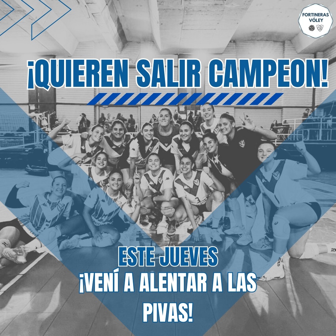 FortinerasVoley's tweet photo. ⚠️NO PODES FALTAR⚠️

📌Este jueves las Fortineras pueden ser CAMPEONAS de la Copa Chulo Olmo y tenes que venir a ALENTARLAS. 

🙏🏼Te esperamos desde las 21:30hs para que el Ana Petracca sea una fiesta. 

Vamos las piVas💙⚪

#Velez #Voley #DaleVe #Fortineras #TodosJuntos https://t.co/lszUkMutfq