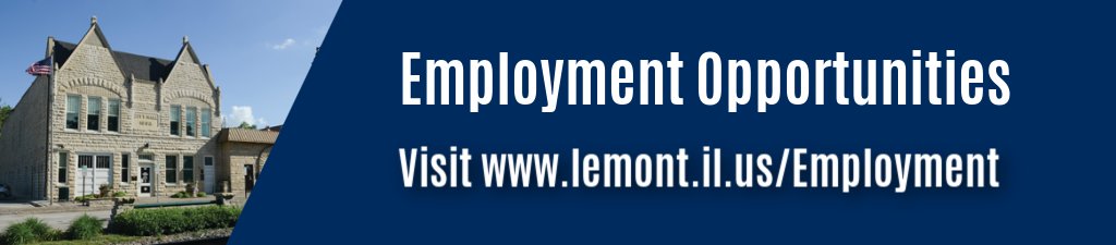 Village of Lemont is:
▶︎Seeking an ACCOUNTING MANAGER! 
Recruiting an experienced and collaborative Accounting Mgr to join our Finance Team!
▶︎Seeking SUMMER MAINTENANCE WORKERS!
Our Public Works Dept is recruiting 9 seasonal maintenance workers.
Info: lemont.il.us/Employment