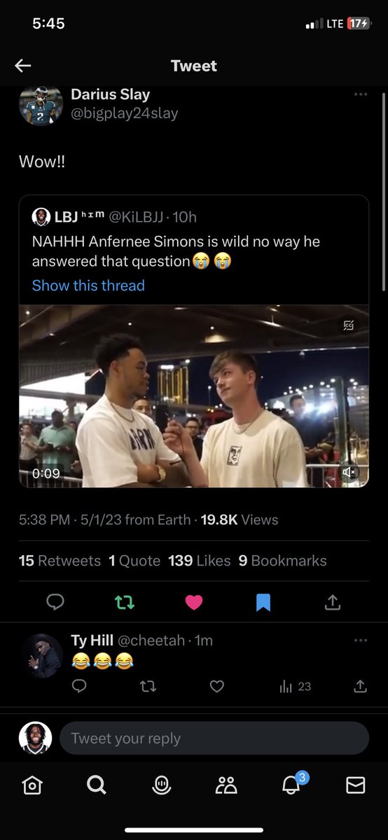 LBJ ʰᶦᵐ on Twitter "I’m crying Darius Slay and Tyreek Hill saw my