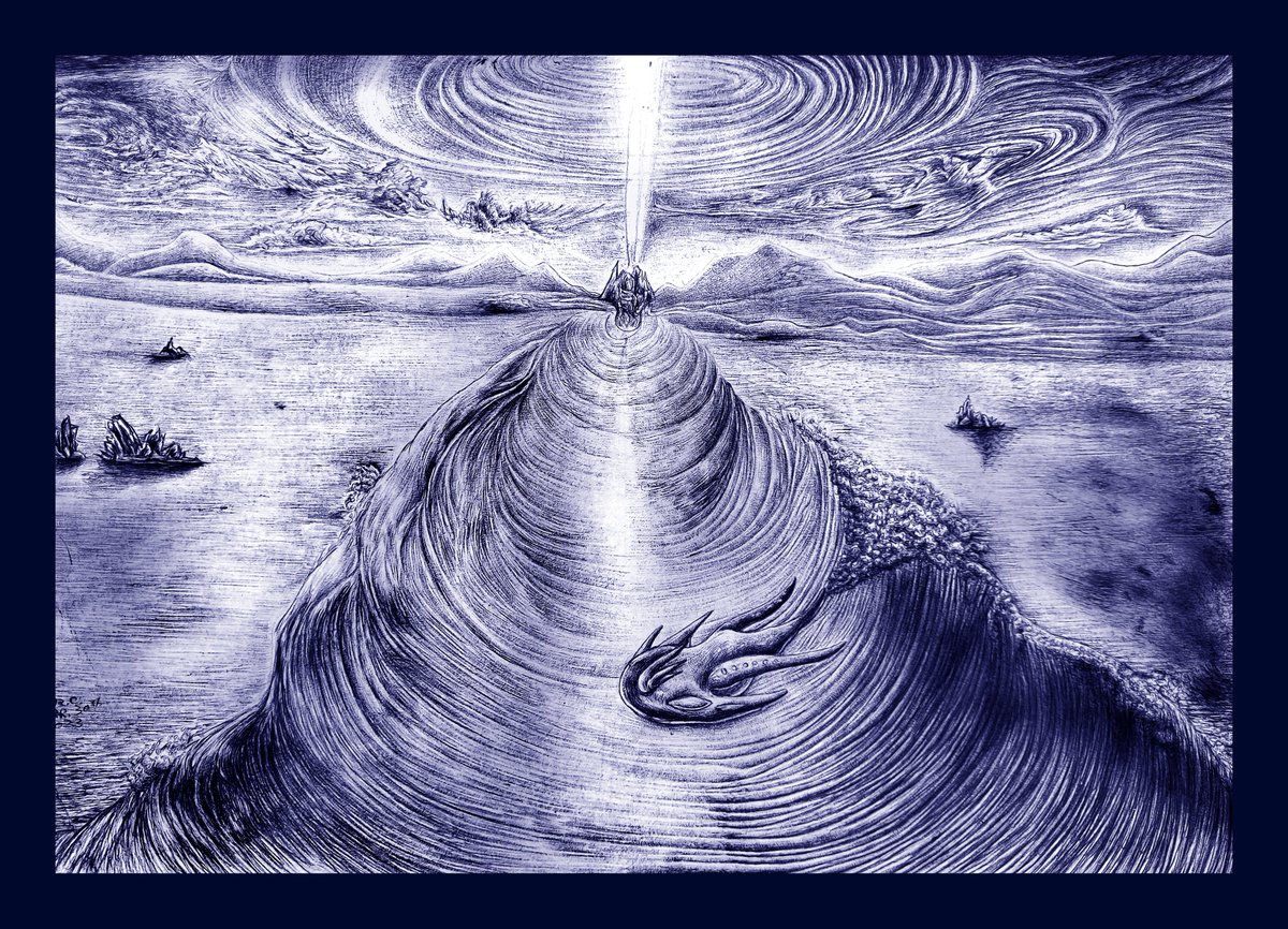 OctazureArts's tweet photo. A drawing that I did gradually each time up to this point. Done with blue ballpoint pen (though its hues went uneven overtime on the real paper, so I digitally touched it up to unify the colors here to represent what was intended)

Drawing(c)R.C. 'XXIII https://t.co/WPkujQbjjm