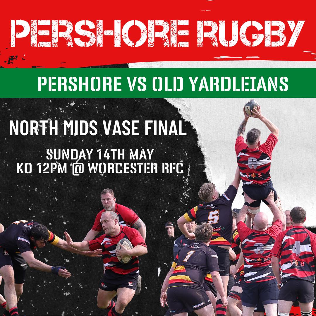 After a successful win against Stourport RFC Pershore Mens XV have secured their spot in the North Mids Vase Final.

📷 Sunday 14th May- KO 12pm
📷Worcester RFC- WR3 8TR