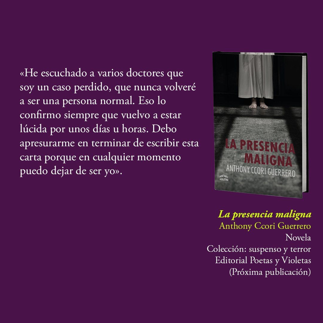 Un adelanto de la novela 'La presencia maligna', que se une a nuestra colección de suspenso y terror.

#librosperuanos
#suspenso 
#terror 

Adquiere la preventa.
facebook.com/photo?fbid=689…