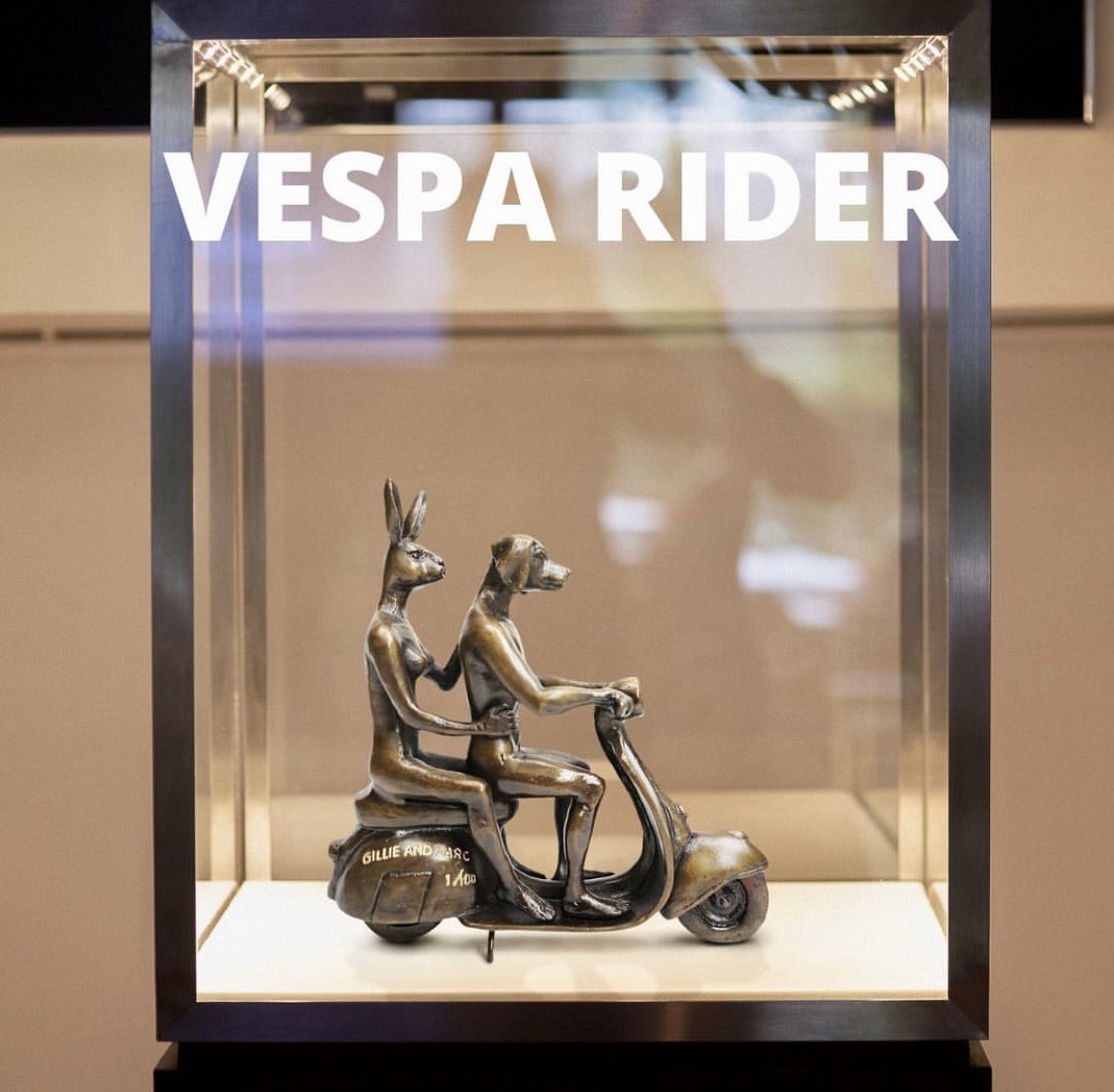 GillieandMarc's tweet photo. Get a FREE bronze Rabbitwoman and Dogman vespa rider bronze sculpture (valued at $1,500). 
FOUR TO BE WON! 

HOW TO WIN:
1) Follow us on Instagram here: https://t.co/DOzZ2sApP7
2) Like the post on Instagram

GOOD LUCK! That's it.
Winner announced Tuesday 9 May.

#giveaways https://t.co/mDJmEmnqEa