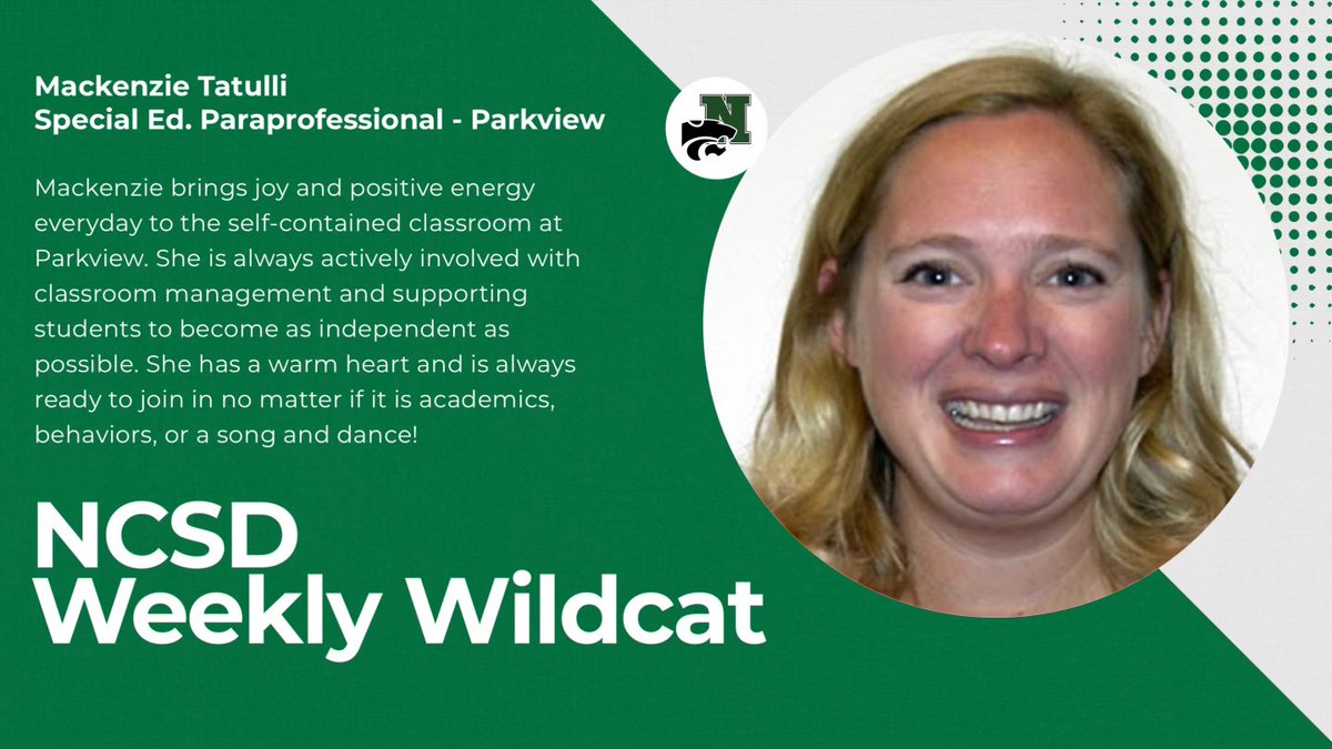 What a deserving <a href="/NCSD/">Novi Community School District</a> #WeeklyWildcat… Mackenzie is phenomenal with the students she works with. She supports their academic, social/emotional, and physical needs. Their success is her success! #NoviPride