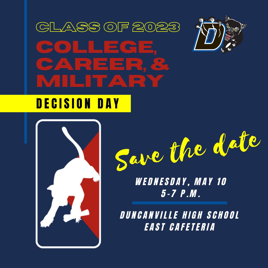 DvilleGoCenter's tweet photo. 👀 Christy has decided!? #NationalDecisionDay 

🎉 Don’t miss Duncanville HS’ very own Decision Day on May 10th!! https://t.co/RXtk5UfnC5