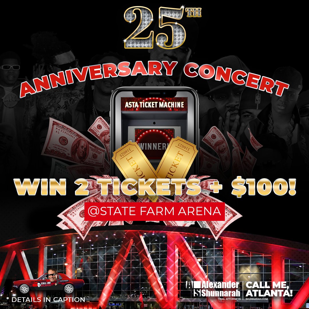 CallMeAtlanta's tweet photo. Our ATM (#ASTATicketMachine) is back!
WIN 2 Tickets to the 25th Anniversary Concert at @StateFarmArena + $100!!
🍑 Follow @callmeatlanta
🍑 Tag your friends in ATL
🍑 Retweet
▶️ This is a LOCAL Giveaway. Winner will be required to collect the prize in person. Conditions apply. https://t.co/FEfbvvvLpd