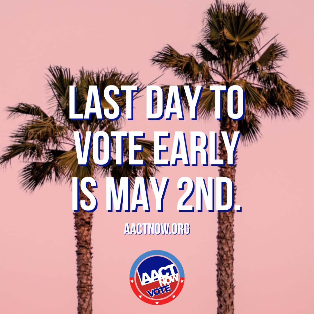 AACTNOW's tweet photo. Do your part and GO VOTE! ✌🏼 

Visit https://t.co/7vLdbdsxb5 to find your polling location and sample ballot. #aactnow https://t.co/0Rsr6i5tlU