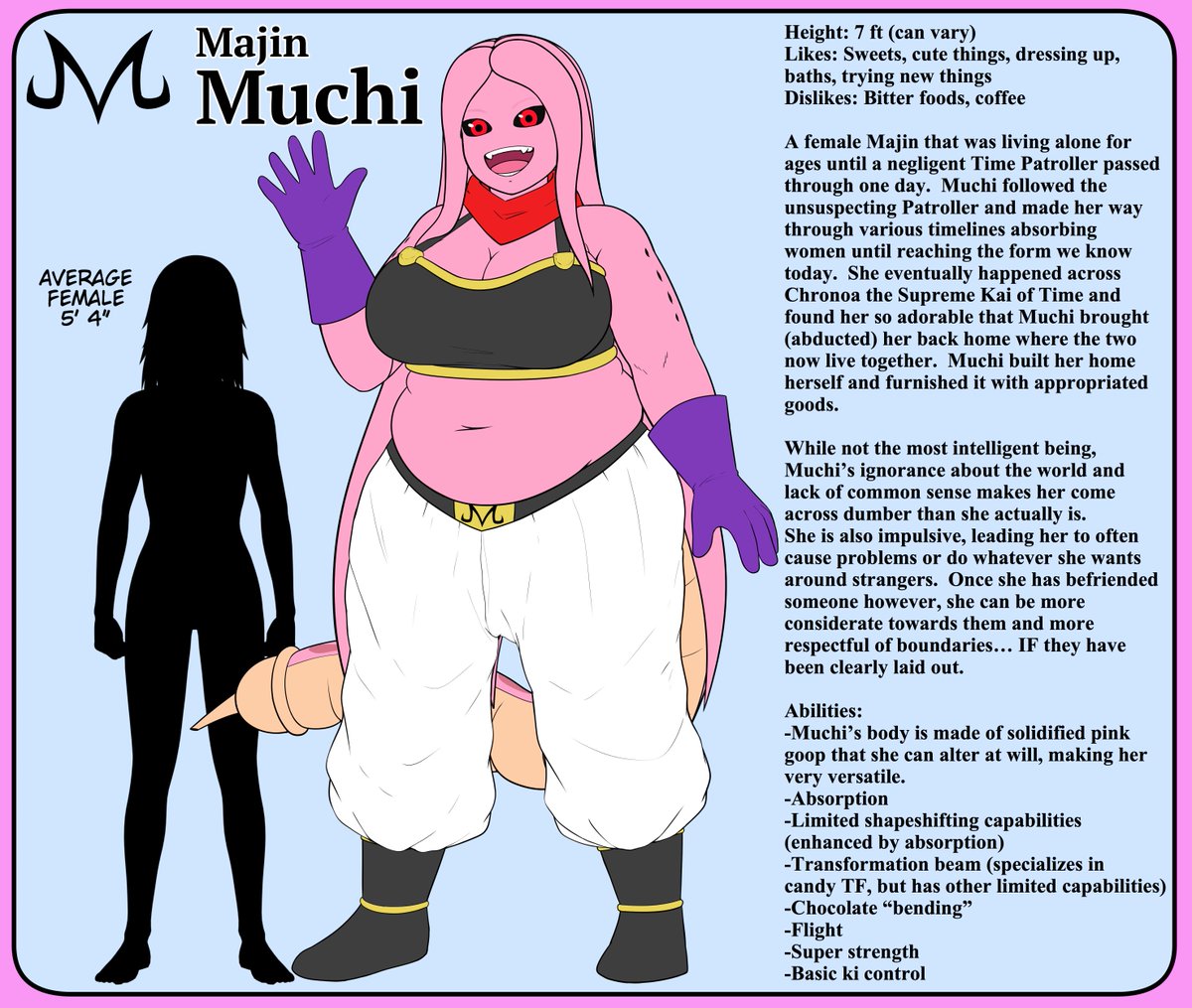 hamilton4art's tweet photo. Welcome to Majin Muchi May!
Finally after like 6 and a half years, a comprehensive ref sheet for Muchi! (Sorry to everyone I've commissioned who had to deal with sporadic refs for so long!) https://t.co/KrI3Qdxpar