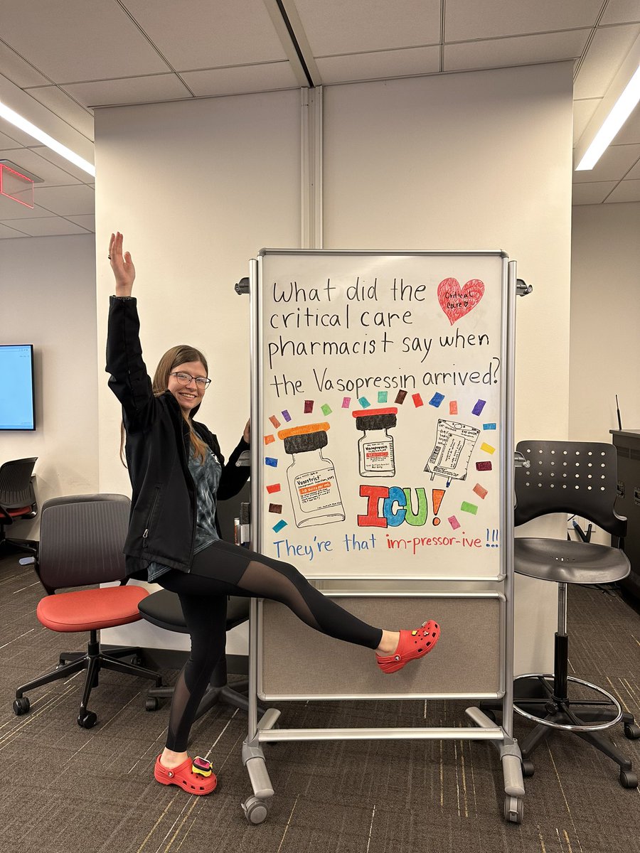haleybrusen's tweet photo. Season 2 of exam day puns ended on an im-pressor-ive note… Stay tuned for Season 3: APPE edition! I had so much fun learning about critical care pharmacy this semester! To all future @UH_Pharmacy P3s, I can’t recommend the crit care elective enough. 🫀❤️ https://t.co/3GU9QtCjDn