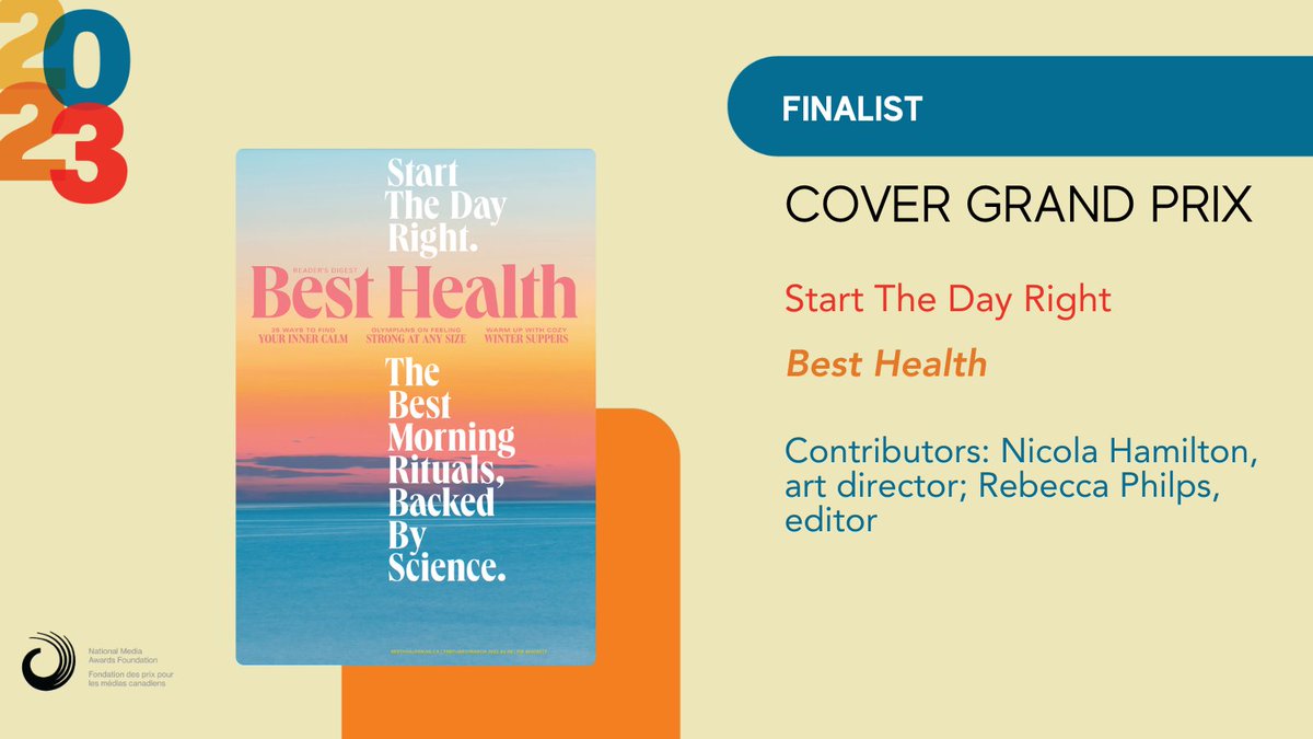 MagAwards's tweet photo. .@besthealthmag is nominated for Cover Grand Prix with "Start the Day Right," art directed by @nickydearest. Congratulations! #NMA23 https://t.co/ugsoJuk5Ws https://t.co/So8K27n8CI