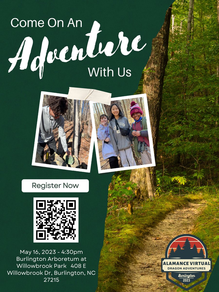 avspto's tweet photo. Save The Date
Our final Dragon Adventure will be at the Burlington Arboretum at Willowbrook Park on May 16th at 4:30pm.
More information on this adventure will be heading your way later this week.
Register at https://t.co/OR8ugdw3Zn 
There is no cost for this Adventure. https://t.co/NCEHIzlGdG