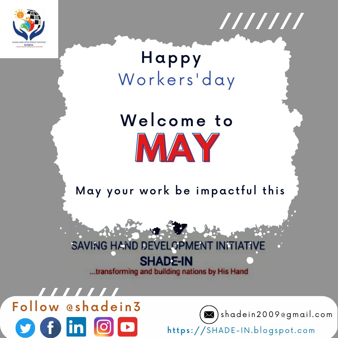 shadeinofficial's tweet photo. Happy Workers day to all members of our team, partners and communities.
Happy new month. Welcome to May.
May your work be impactful.
Congratulations!
#workersday #newmonth #sdgs #shadein https://t.co/YVhBrAR4rm