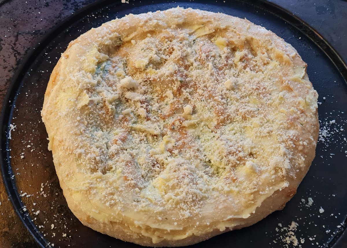 no1sunkfarmer's tweet photo. When an illusive rump steak needs a home you set to work and build the ultimate Steak Sandwich. A garlic pizza with extra butter and garlic and parmigiano cheese. Add the steak and some dijon mayo and ya done. Nailed it #cookingfarmer 👌 https://t.co/M4MobfS2zp