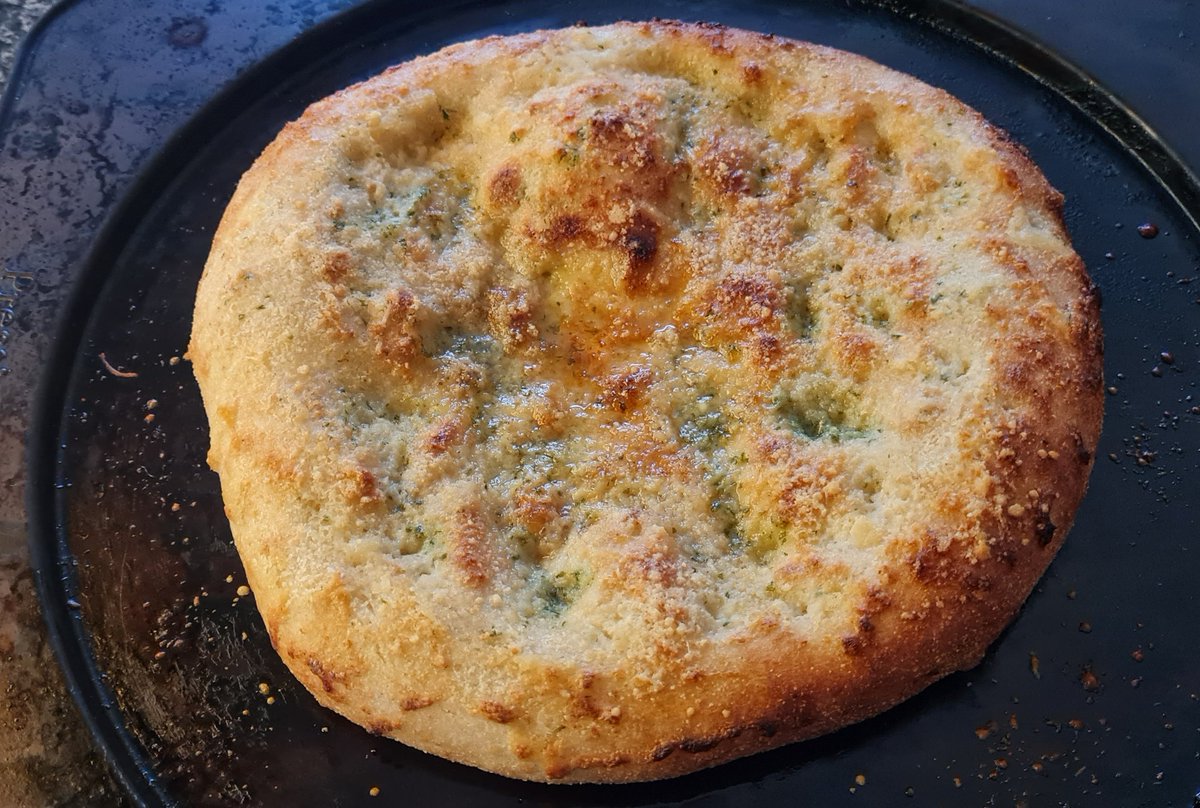 no1sunkfarmer's tweet photo. When an illusive rump steak needs a home you set to work and build the ultimate Steak Sandwich. A garlic pizza with extra butter and garlic and parmigiano cheese. Add the steak and some dijon mayo and ya done. Nailed it #cookingfarmer 👌 https://t.co/M4MobfS2zp