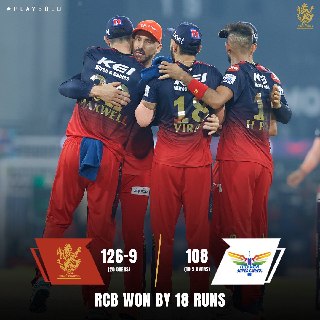 RCBTweets's tweet photo. This is the brand of cricket we're known to play! 🔥

This is how we PLAY BOLD! 💪

#PlayBold #ನಮ್ಮRCB #IPL2023 #LSGvRCB https://t.co/syjB1Fd63R