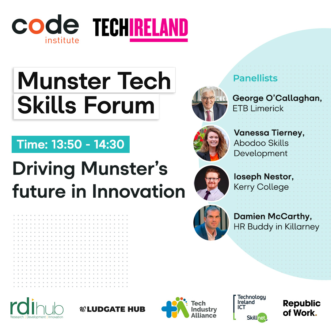techireland's tweet photo. ⭐‘Driving Munster’s future in Innovation’
Introducing the final set of Panellists for #MTSF23 on May 4th, in the RDI Hub.
Register here👉 https://t.co/BdjgJNomjy
#MTSF2023 #MunsterTechEvent #techevent #techskills #techsector https://t.co/7GIFlhlwqo