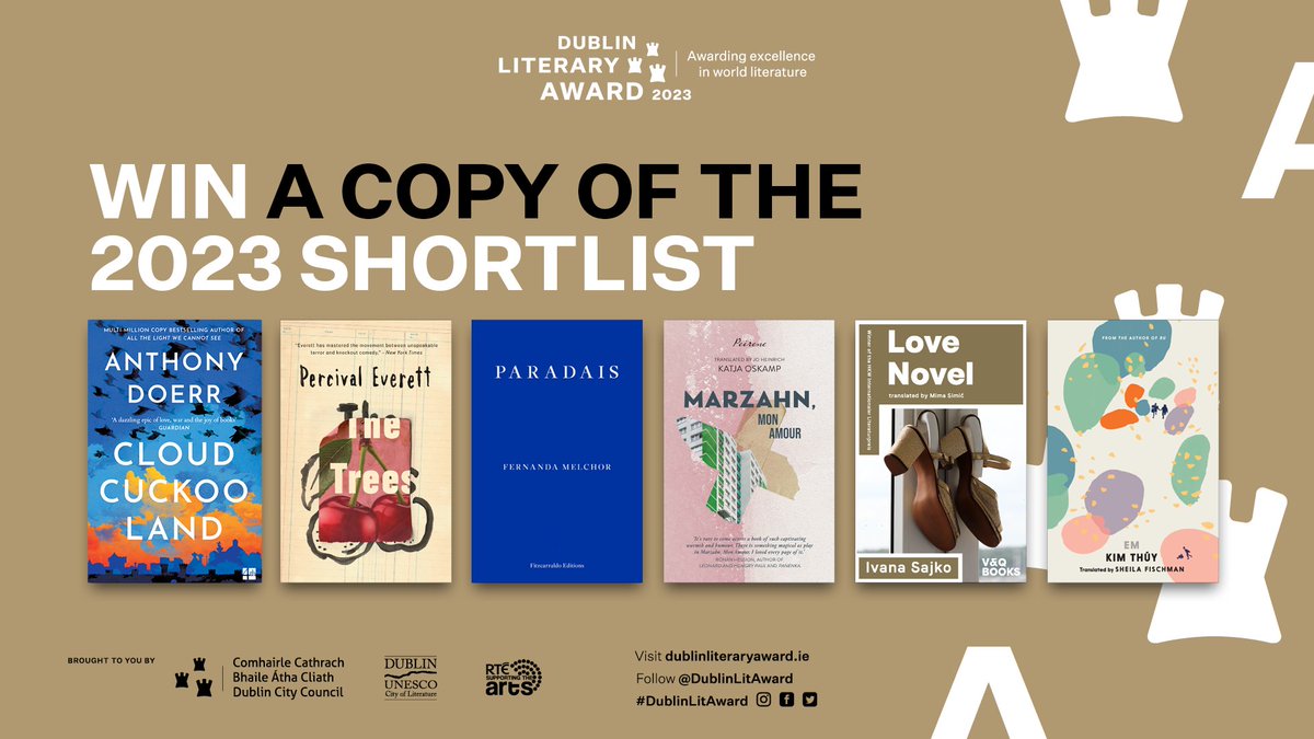 #Giveaway alert! 🚨 Fancy winning a full set of the books on the 2023 #DublinLitAward Shortlist? All you have to do is LIKE this post and FOLLOW Dublin Literary Award!

We're giving away copies of all six novels to two lucky Twitter followers ⭐ Winners announced Monday 22nd May