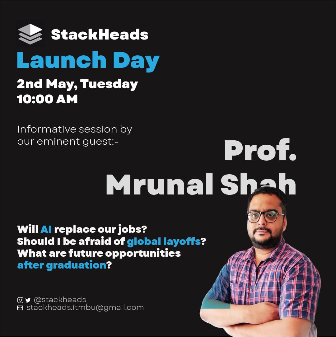 stackheads_'s tweet photo. Hey folks!

We bring to you our inauguration event, an eye-opening session that will answer all your doubts regarding career opportunities in the field of computer science. https://t.co/RxYe0g9D3j