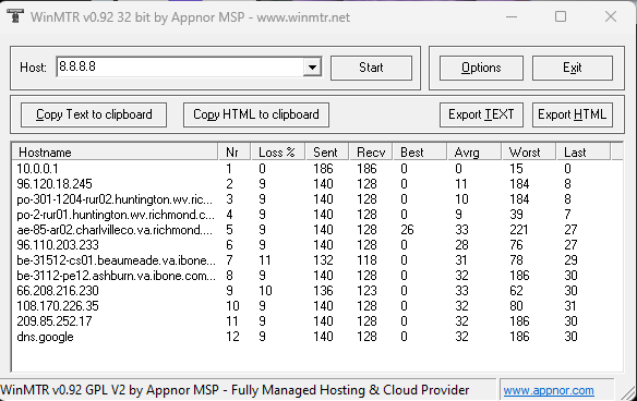 linoth1's tweet photo. @XfinitySupport Happens several times per day (per hour) for the last few days.  This burst started at 2:26pm eastern.  Packet loss peaked at around 70-80% before it cleared up while I logged in. https://t.co/MfuPEeZwDQ