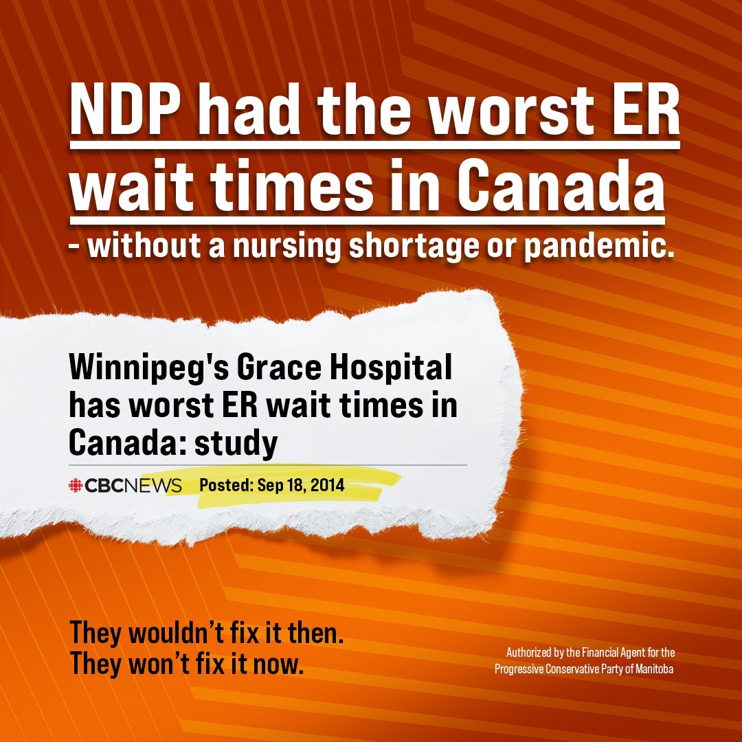 The NDP had the worst wait times in Canada - without a global nursing shortage or pandemic. #mbpoli